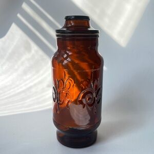 Vintage 70’s Apothecary Storage Jar Large Creamora Amber Glass